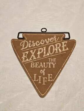 Wooden Arrowhead Explore Wall Decor Sign Brown White Southwest Travel